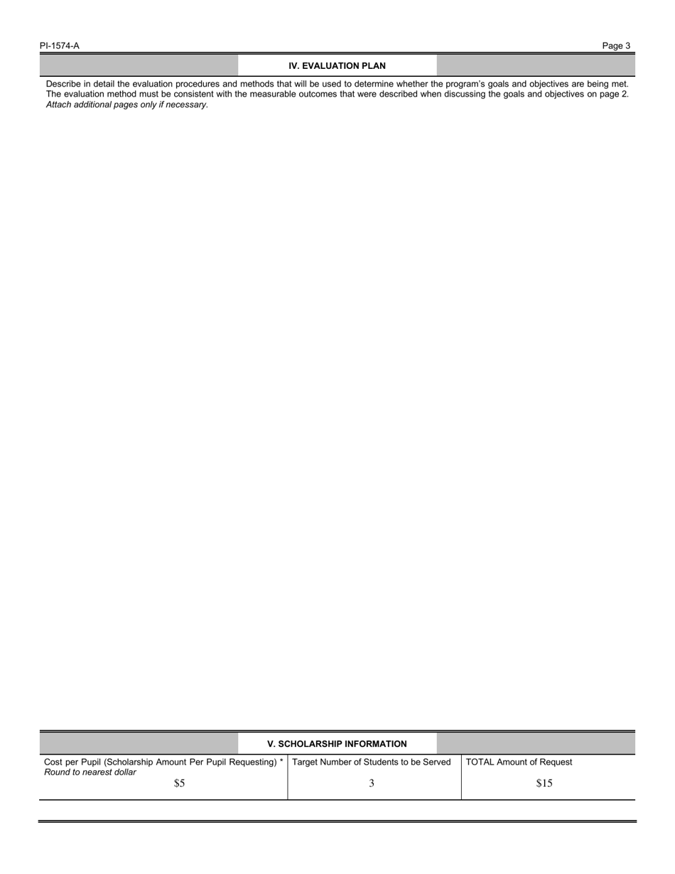 Form PI-1574-A Individual Precollege Program Information - Wisconsin, Page 3