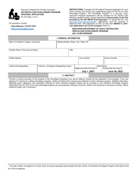 Form PI-1574 Proposal Application - Dpi Precollege Scholarship Program - Wisconsin