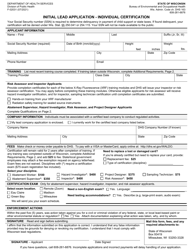 Form F-02031 &quot;Initial Lead Application - Individual Certification&quot; - Wisconsin