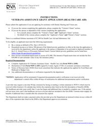 Form WDVA2450 Veterans Assistance Grant Application (Health Care Aid) - Wisconsin