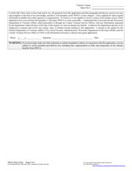 Form WDVA2450 Veterans Assistance Grant Application (Health Care Aid) - Wisconsin, Page 6