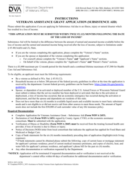 Form WDVA2453 Veterans Assistance Grant Application (Subsistence Aid) - Wisconsin