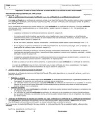 Formulario F-05281 Solicitud De Certificado De Matrimonio De Wisconsin - Wisconsin (Spanish), Page 2