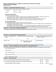 Form F-00556 Prior Authorization Drug Attachment for Antipsychotic Drugs for Children 8 Years of Age and Younger - Wisconsin, Page 2