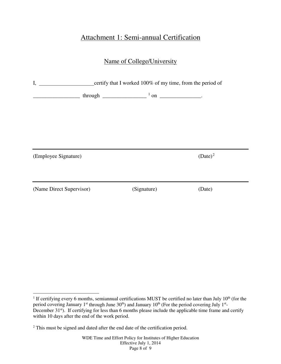 Attachment 1 Semi-annual Certification - Wyoming, Page 1