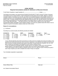Document preview: Form F-44001 Legal Notice - Required Immunizations for Admission to Wisconsin Schools - Wisconsin