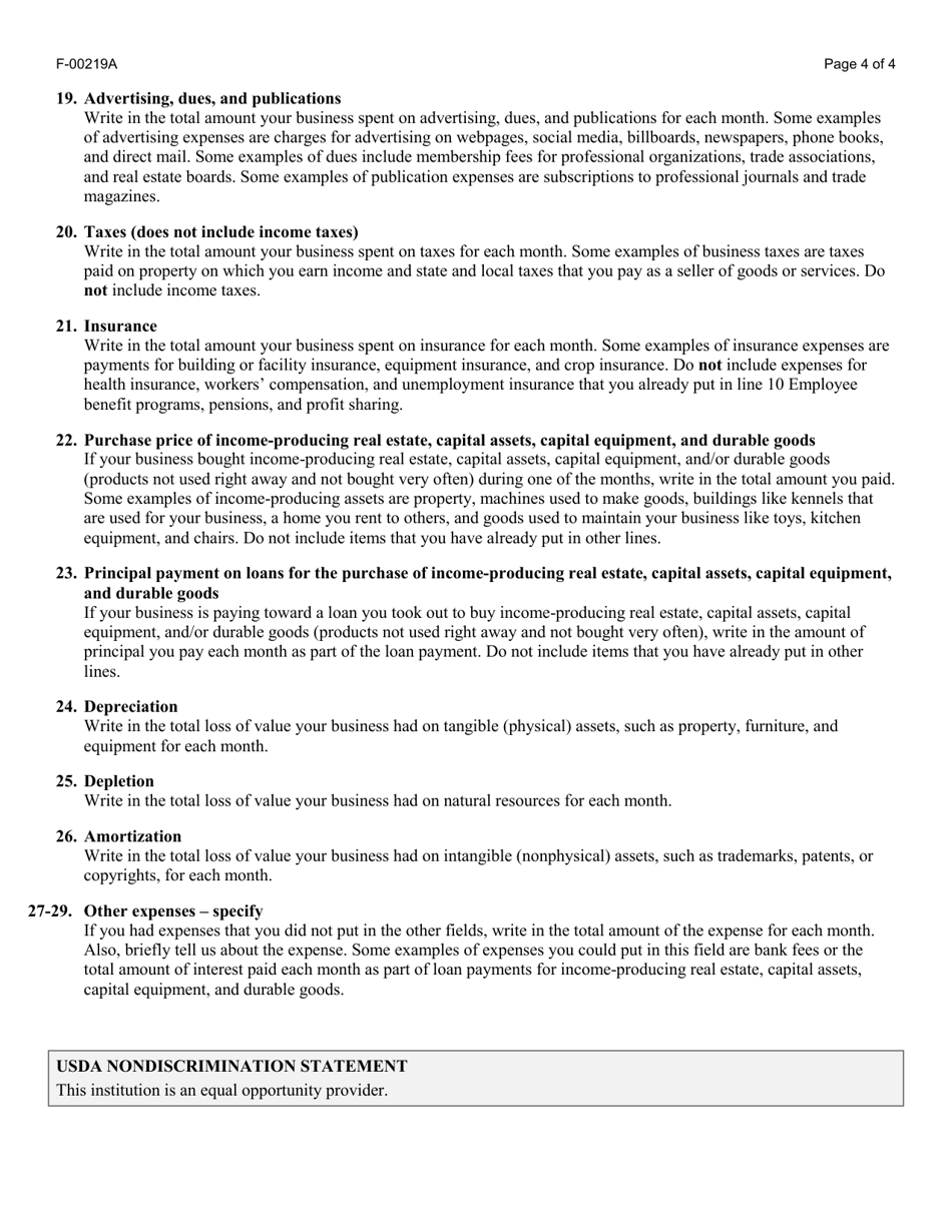Instructions for Form F-00219 Self-employment Income Report: Farm Business - Wisconsin, Page 4