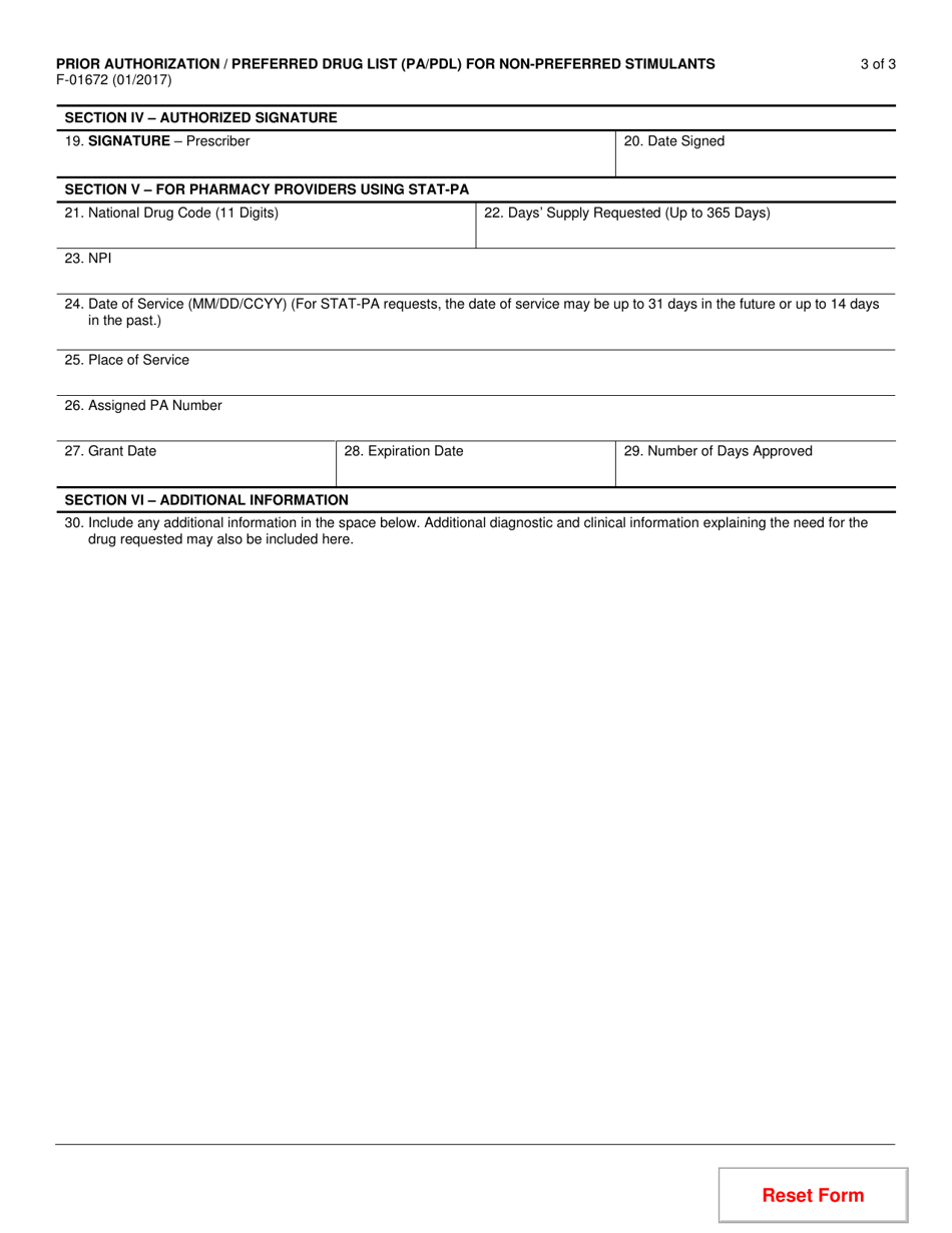 Form F-01672 Prior Authorization / Preferred Drug List (Pa / Pdl) for Non-preferred Stimulants - Wisconsin, Page 3
