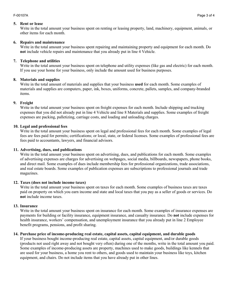 Instructions for Form F-00107 Self-employment Income Report - Wisconsin, Page 3