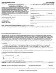 Document preview: Form F-82009II Confidential Information Release Authorization - Wisconsin