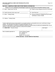 Form F-01184 Wisconsin Hemophilia Home Care Program Application - Wisconsin, Page 5