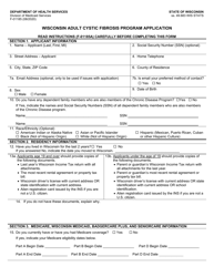 Document preview: Form F-01185 Wisconsin Adult Cystic Fibrosis Program Application - Wisconsin