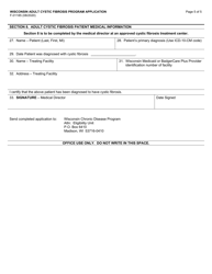 Form F-01185 Wisconsin Adult Cystic Fibrosis Program Application - Wisconsin, Page 5