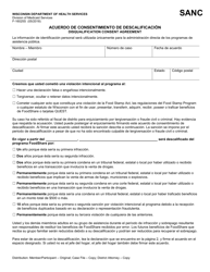 Formulario F-16025 Acuerdo De Consentimiento De Descalificacion - Wisconsin (Spanish)
