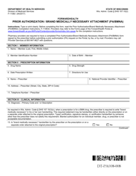 Form F-11083 Prior Authorization/Brand Medically Necessary Attachment (Pa/Bmna) - Wisconsin