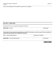 Form F-13158 HIPAA Privacy Complaint - Wisconsin Chronic Disease Program (Wcdp) - Wisconsin, Page 2
