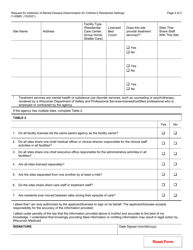 Form F-02885 Request for Institution of Mental Disease Determination for Children&#039;s Residential Settings - Wisconsin, Page 2