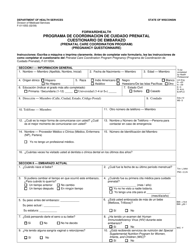 Formulario F-01105 Cuestionario De Embarazo - Programa De Coordinacion De Cuidado Prenatal - Wisconsin (Spanish)