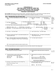 Document preview: Form F-01105 Prenatal Care Coordination Pregnancy Questionnaire - Wisconsin (Hmong)