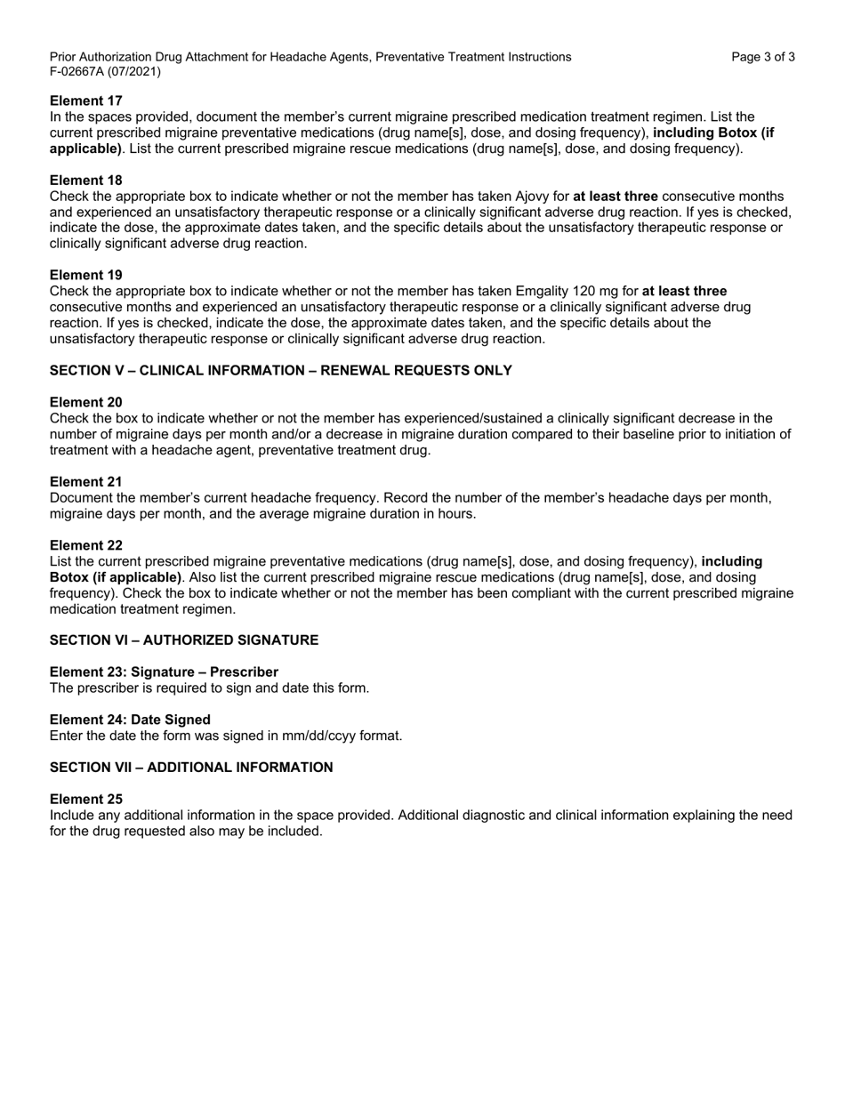 Instructions for Form F-02667 Prior Authorization Drug Attachment for Headache Agents, Preventative Treatment - Wisconsin, Page 3
