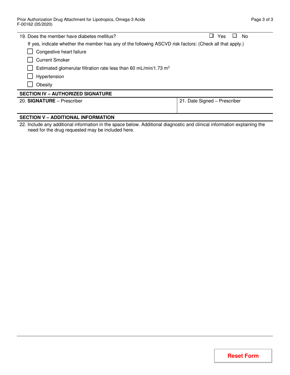 Form F-00162 Prior Authorization Drug Attachment for Lipotropics, Omega-3 Acids - Wisconsin, Page 3