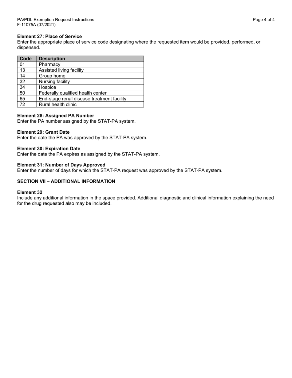 Instructions for Form F-11075 Prior Authorization / Preferred Drug List (Pa / Pdl) Exemption Request - Wisconsin, Page 4