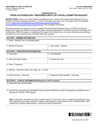 Form F-11075 &quot;Prior Authorization/Preferred Drug List (Pa/Pdl) Exemption Request&quot; - Wisconsin