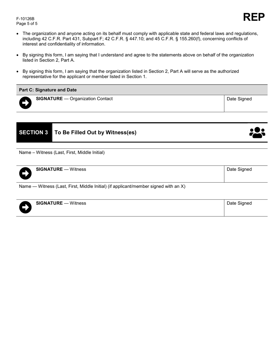Form F-10126B Appoint, Change, or Remove an Authorized Representative - Organization - Wisconsin, Page 5