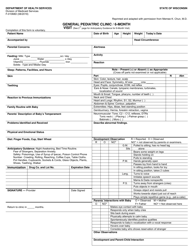 Document preview: Form F-01068D General Pediatric Clinic - 6 Month Visit - Wisconsin
