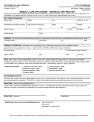 Form F-01989 Renewal Lead Application - Individual Certification - Wisconsin