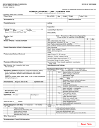 Document preview: Form F-01068F General Pediatric Clinic/12-month Visit - Wisconsin