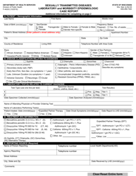 Form F-44243 Sexually Transmitted Diseases Laboratory and Morbidity Epidemiologic Case Report - Wisconsin
