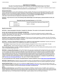 Form F-44243 Sexually Transmitted Diseases Laboratory and Morbidity Epidemiologic Case Report - Wisconsin, Page 2