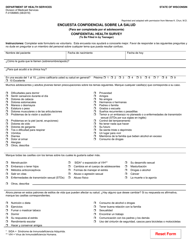 Document preview: Formulario F-01068M Encuesta Confidencial Sobre La Salud - Wisconsin (Spanish)
