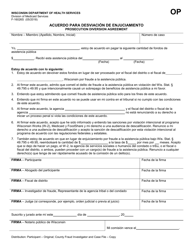 Formulario F-16026 Acuerdo Para Desviacion De Enjuciamiento - Wisconsin (Spanish)