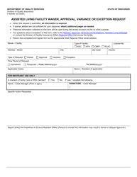 Form F-62548 Assisted Living Facility Waiver, Approval, Variance or Exception Request - Wisconsin
