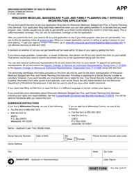Document preview: Form F-10129 Wisconsin Medicaid, Badgercare Plus, and Family Planning Only Services Registration Application - Wisconsin