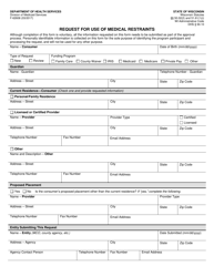 Document preview: Form F-62608 Request for Use of Medical Restraints - Wisconsin