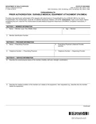 Document preview: Form F-11030 Prior Authorization/Durable Medical Equipment Attachment (Pa/Dmea) - Wisconsin