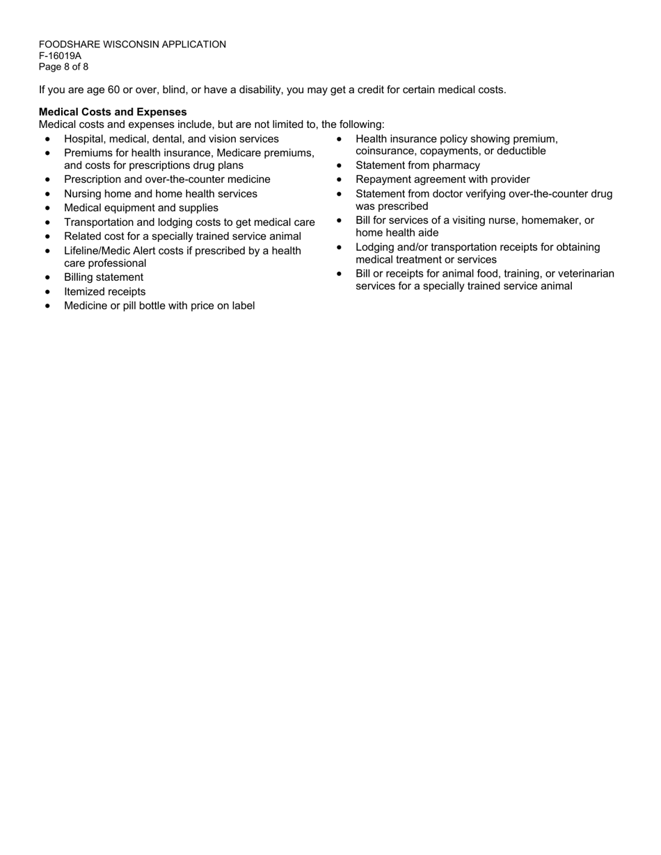 Form F-16019A Foodshare Wisconsin Registration - Wisconsin, Page 8
