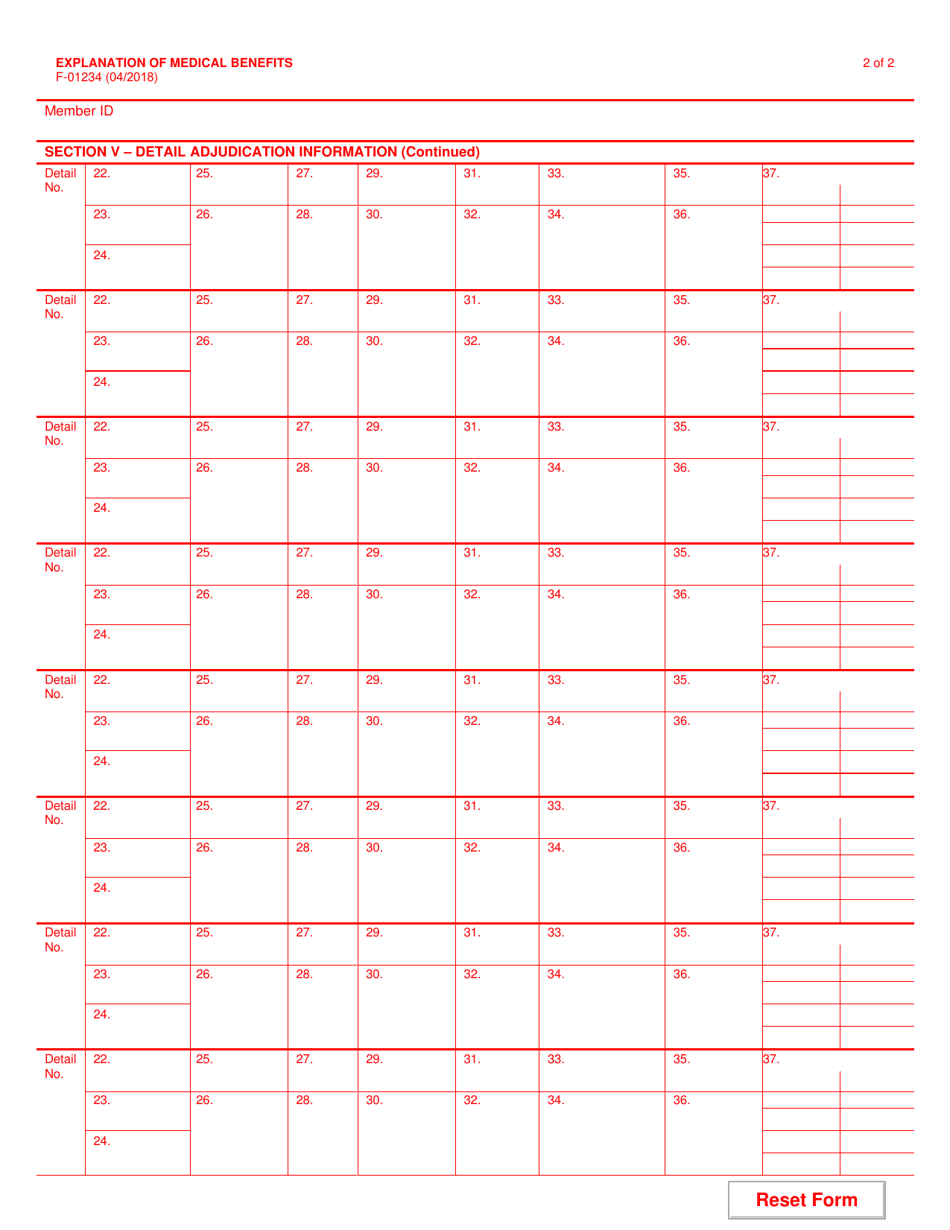 Form F-01234 Explanation of Medical Benefits - Wisconsin, Page 2