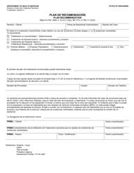 Document preview: Formulario F-20934A Plan De Recomendacion - Wisconsin (Spanish)