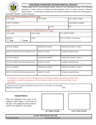Form DJ-LE-250B Wisconsin Fingerprint Record Removal Request - Wisconsin, Page 2