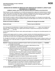 Document preview: Formulario F-10097A Asignacion De Ingreso De Medicaid Para Servicios De Cuidado a Largo Plazocon Base En La Comunidad - Wisconsin (Spanish)