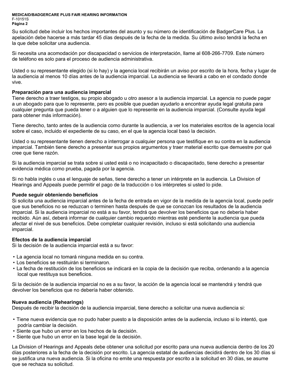 Formulario F-10097A Asignacion De Ingreso De Medicaid Para Servicios De Cuidado a Largo Plazocon Base En La Comunidad - Wisconsin (Spanish), Page 5