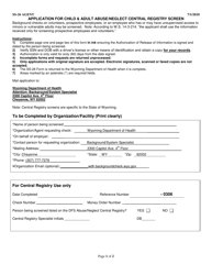 Form SS-26 AGENT &quot;Application for Child &amp; Adult Abuse/Neglect Central Registry Screen&quot; - Wyoming