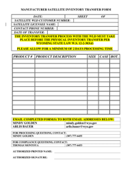 Manufacturer Satellite Inventory Transfer Form - Wyoming, Page 2