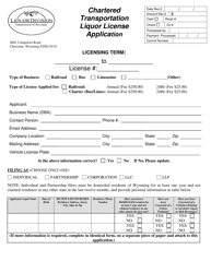 Chartered Transportation Liquor License Application - Wyoming