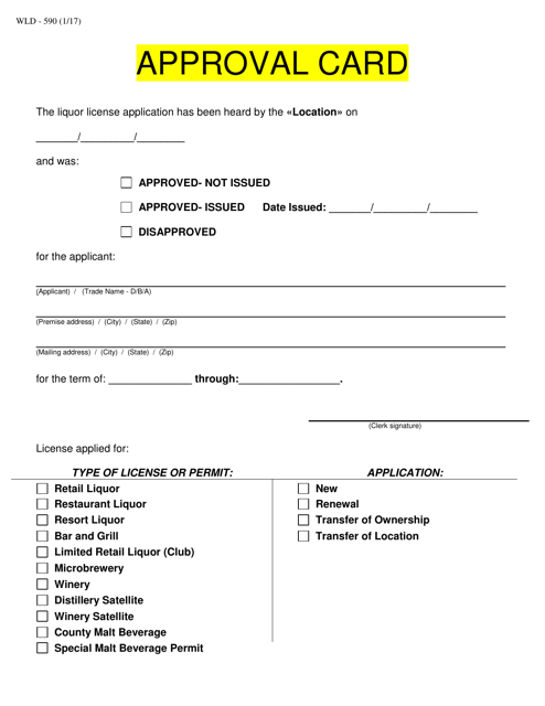 Form WLD-590 Approval Card - Wyoming