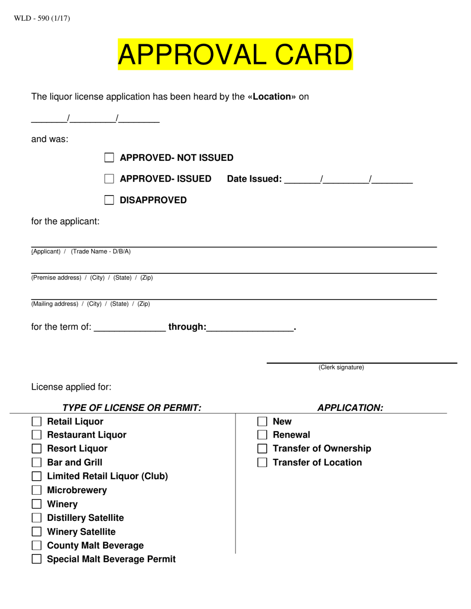 Form WLD-590 Approval Card - Wyoming, Page 1